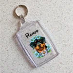 Porte clef Chien Rottweiler Fleurs C725
