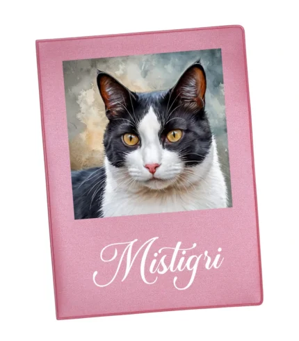 carnet de santé chat noir et blanc portrait