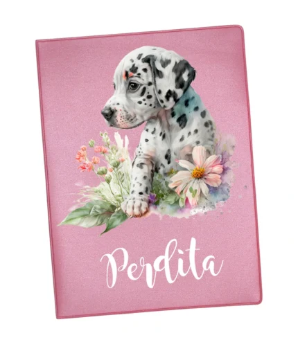 carnet de Santé dalmatien fleurs aquarelles