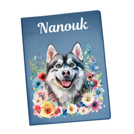 carnet de santé husky fleurs