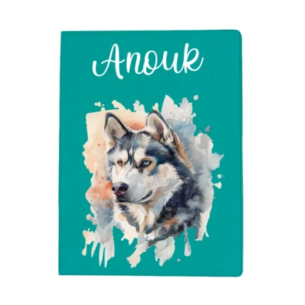 carnet de santé husky aquarelle