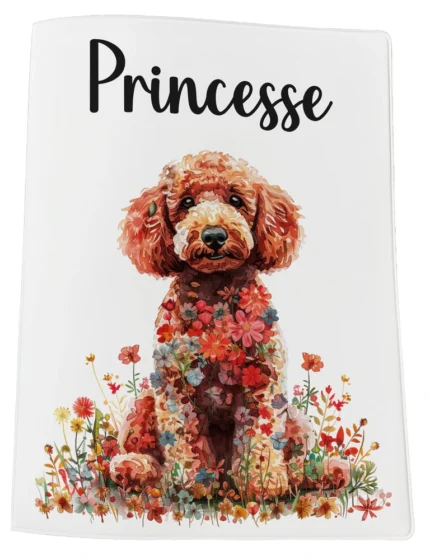 carnet de santé caniche abricot et fleurs