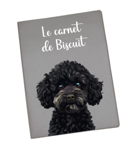 carnet de santé portrait caniche noir